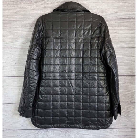 SAM Edelman Faux Leather Box Quilted Shacket Coat Black Size Medium - Picture 5 of 8